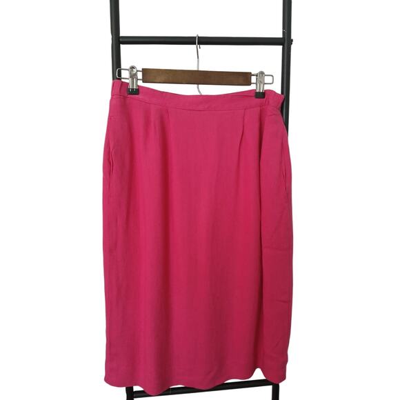 Unbranded Hot Pink Lined Linen Blend Skirt Back Zipper, Pockets - Picture 1 of 10